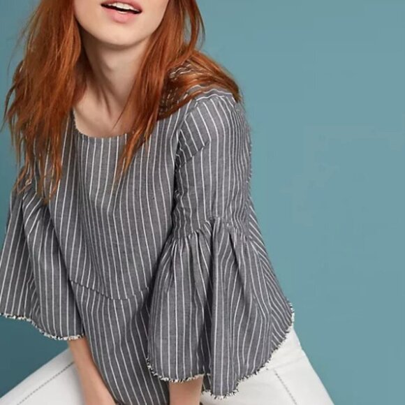 Dolan Left Coast Collection Women's Striped Bell-Sleeve Top - M - Picture 1 of 7